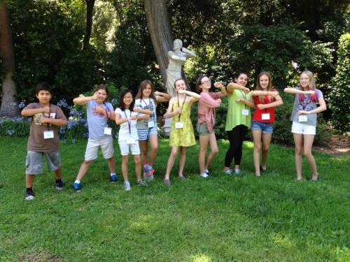 A group of Summer Academy students enjoys The Huntington's gardens and has fun with new friends made over lunch